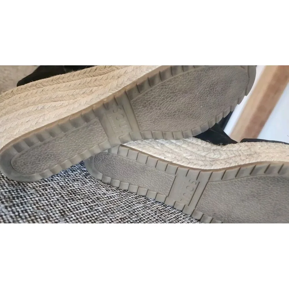 Soul Naturalizer Oshay Wedge Womans Size 8 Black Leather Espadrille Sandal‎